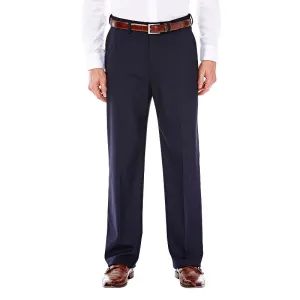 Haggar Mens Classic fit Dress Pants 32 / 30 Blue Solid Stretch