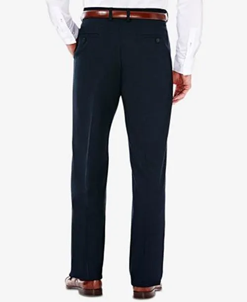 Haggar Mens Classic fit Dress Pants 32 / 30 Blue Solid Stretch