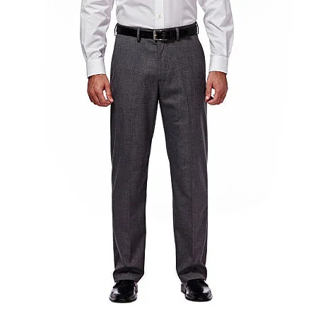 Haggar Mens Classic fit Dress Pants 40 / 30 Grey Solid Stretch