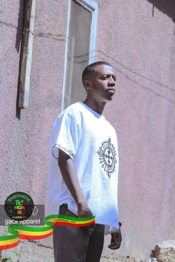 Hand woven T shirt with Cross embroidery