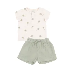 Henley Shirt & Shorts - Palm Trees
