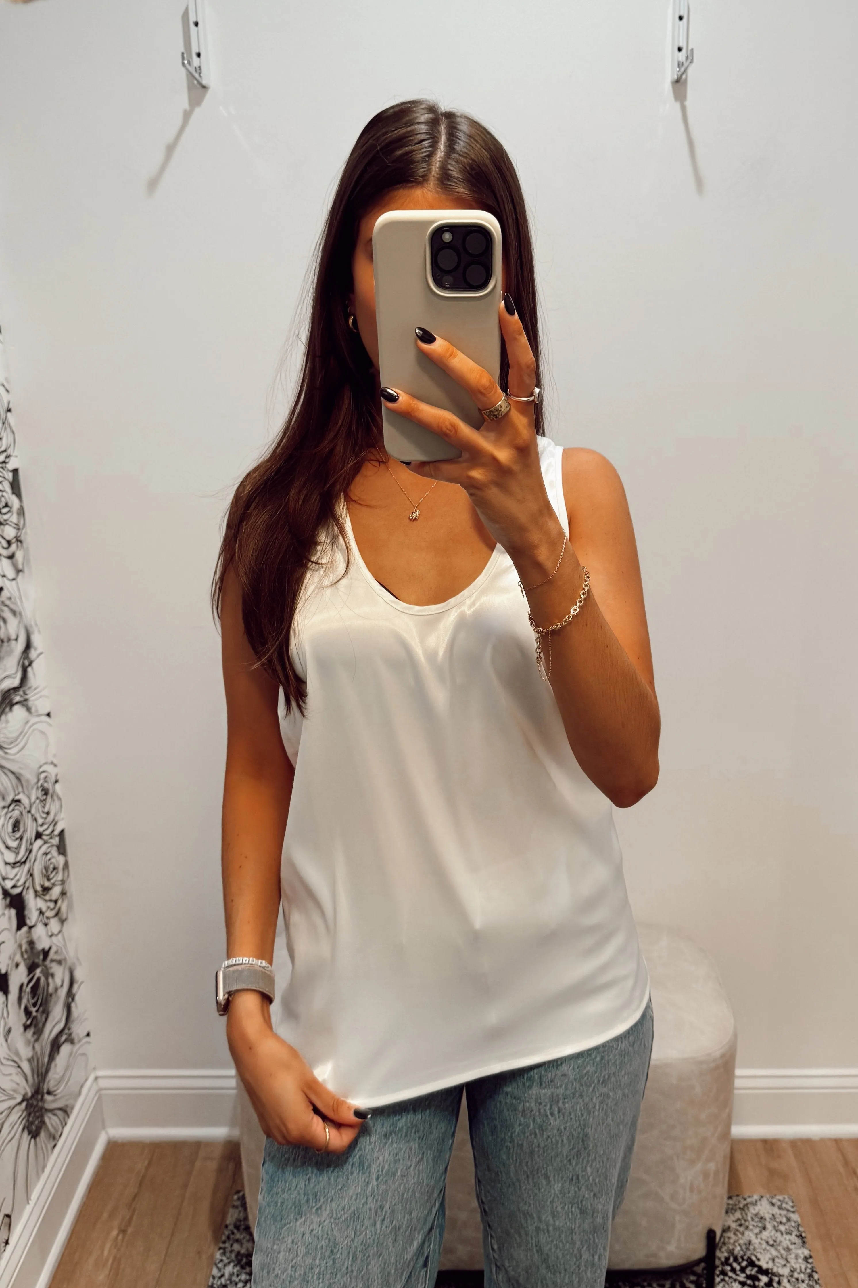 Holly U Neck Satin Tank Top
