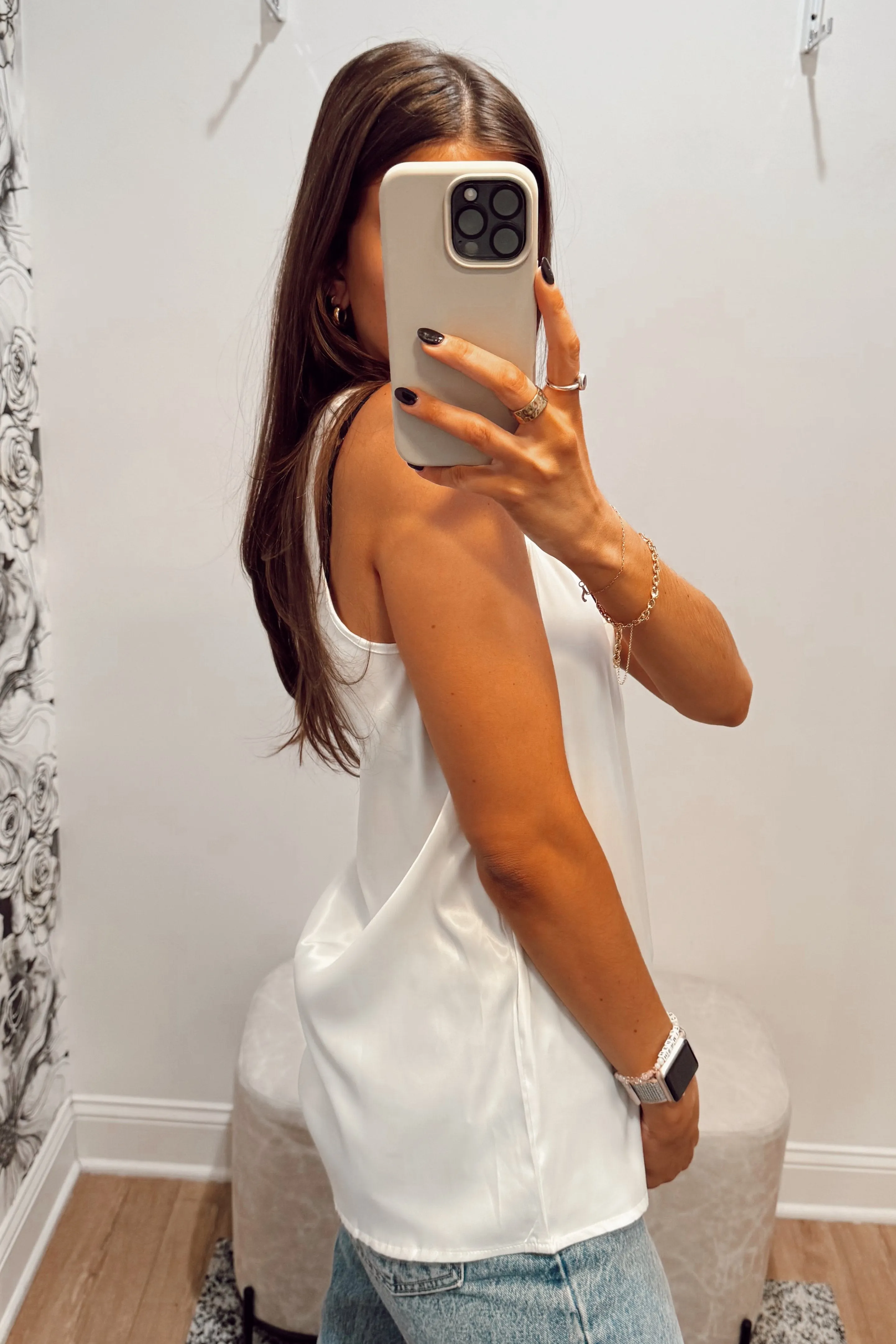 Holly U Neck Satin Tank Top