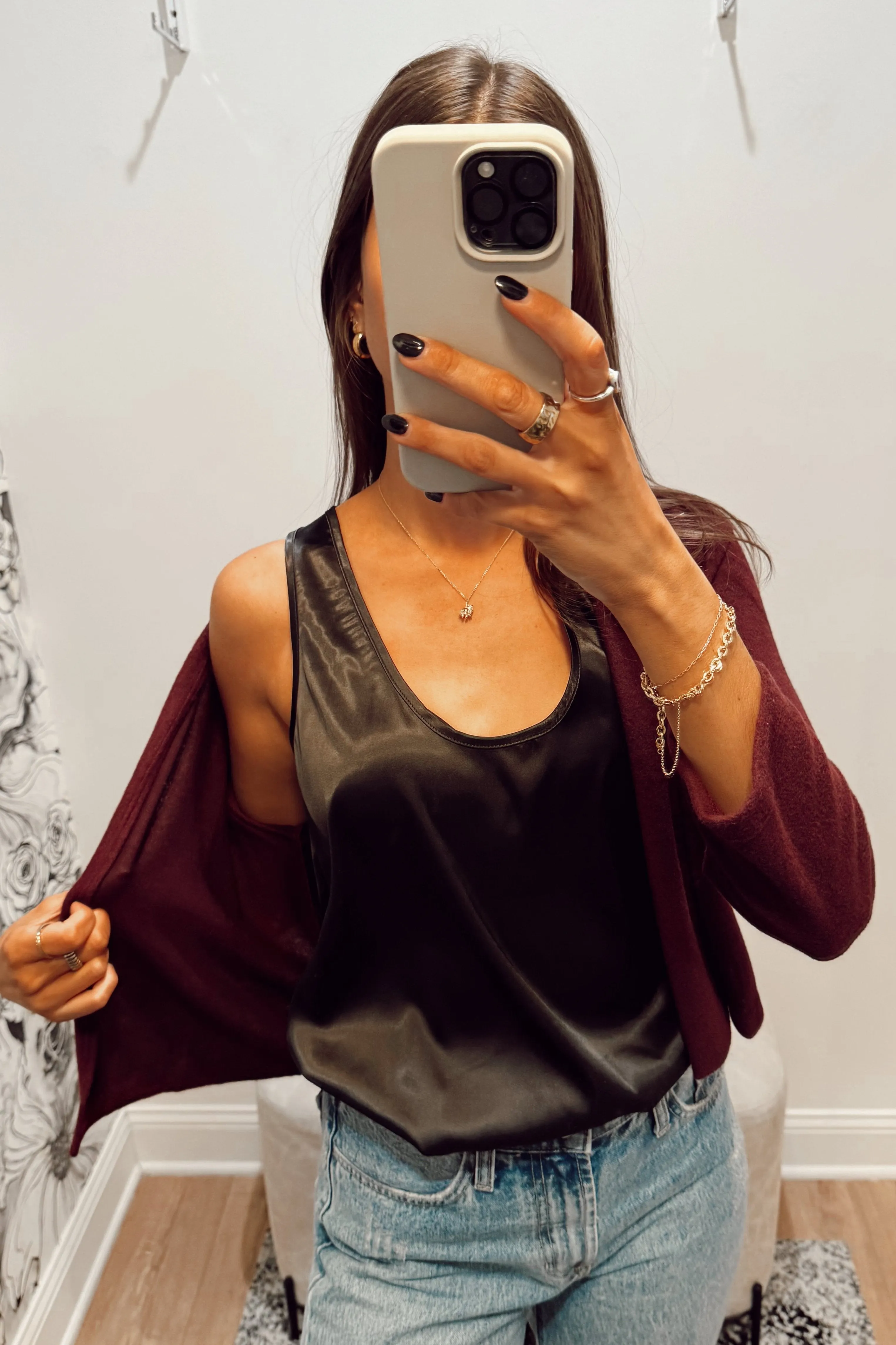 Holly U Neck Satin Tank Top