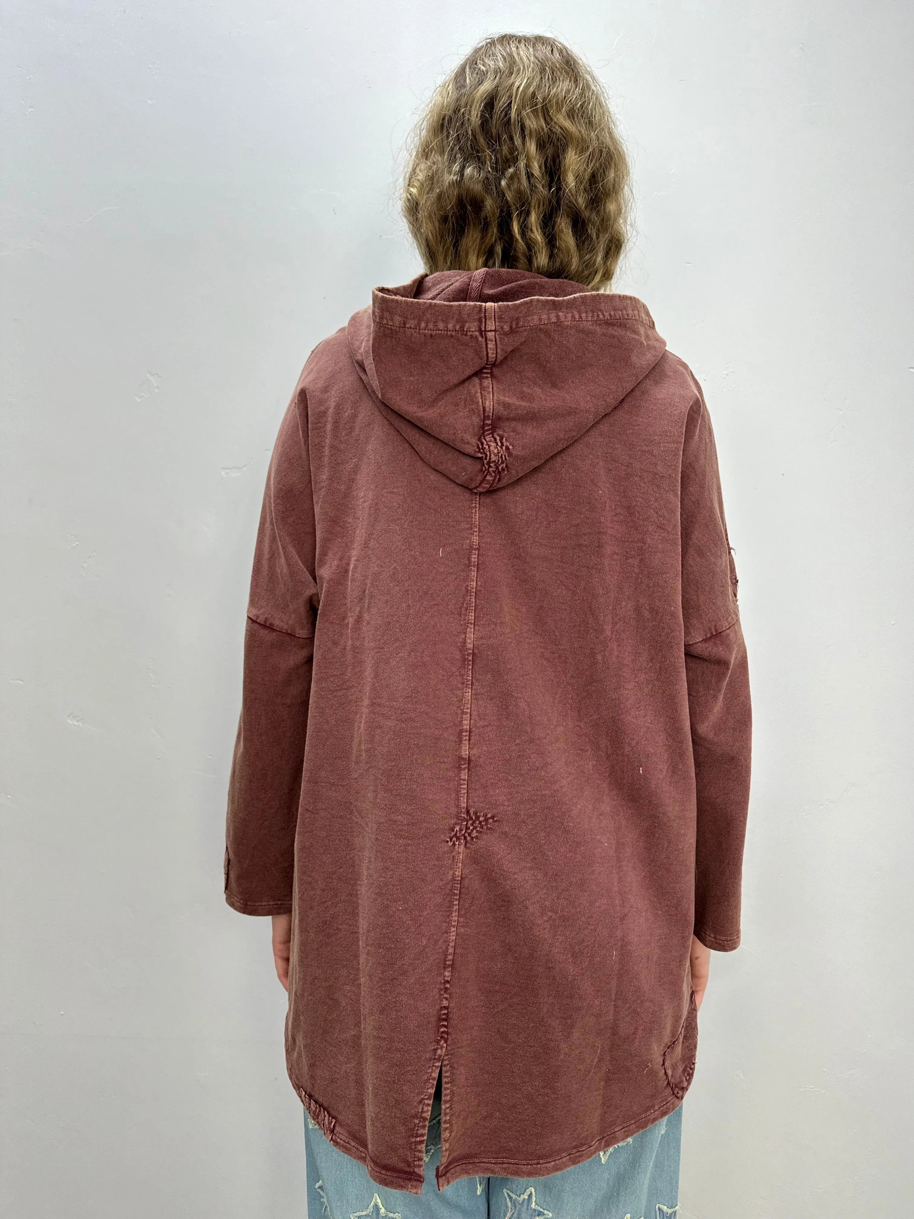 Hooded French Terry Vintage Wash Jacket with Patches