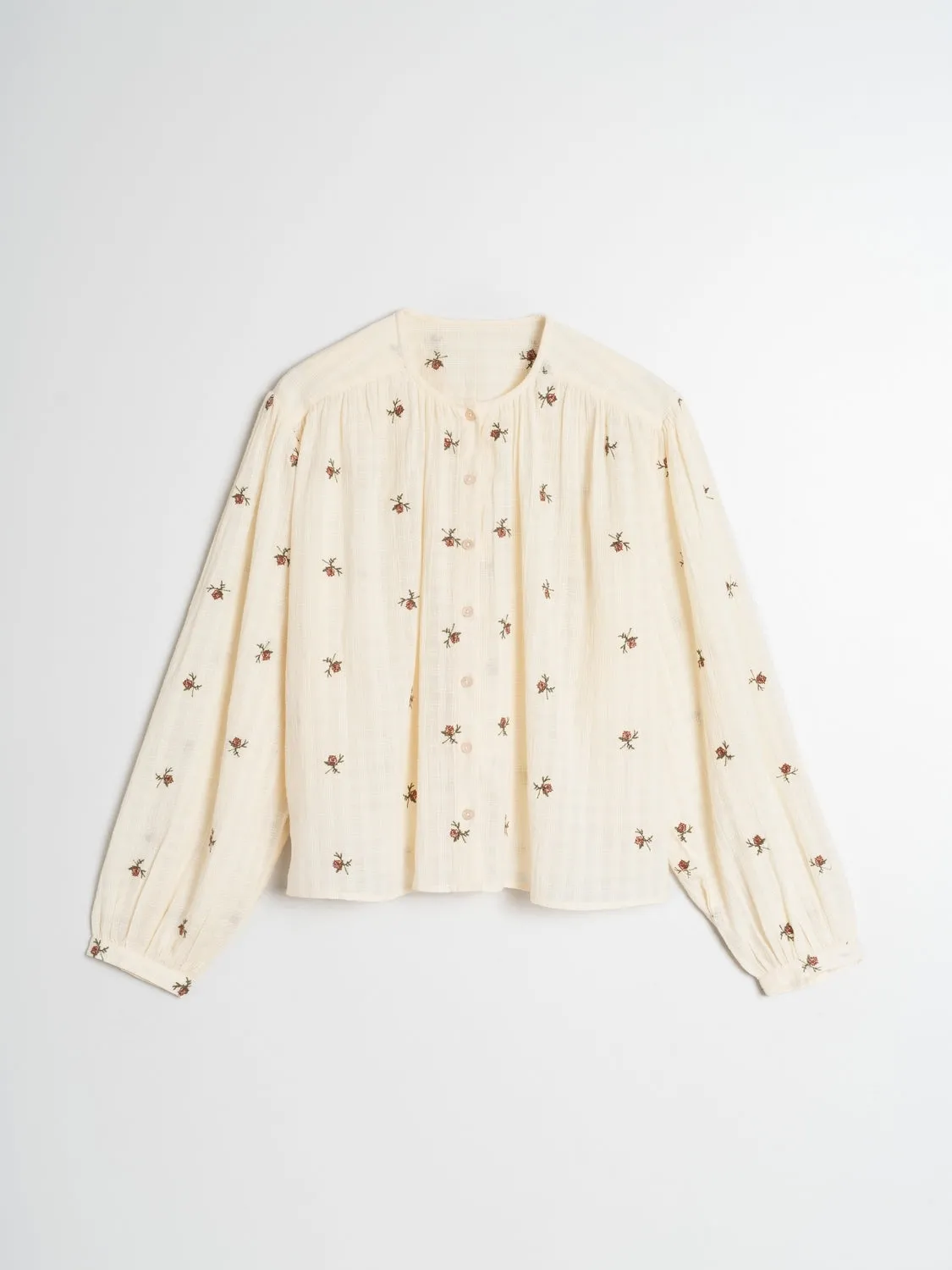 Indi & Cold Embroidered Rose Blouse / Vanilla