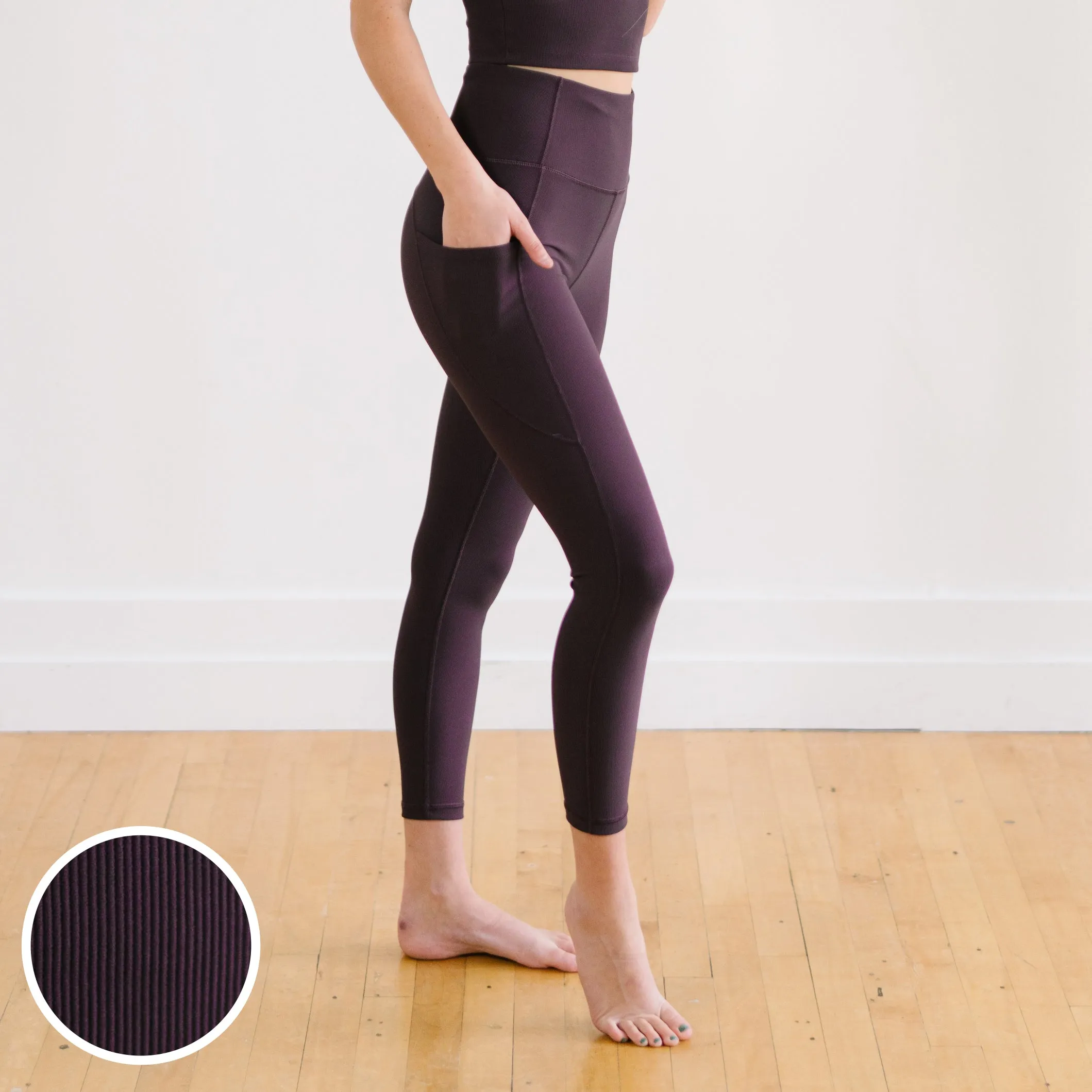 Inspire Leggings - Eggplant Ribbed