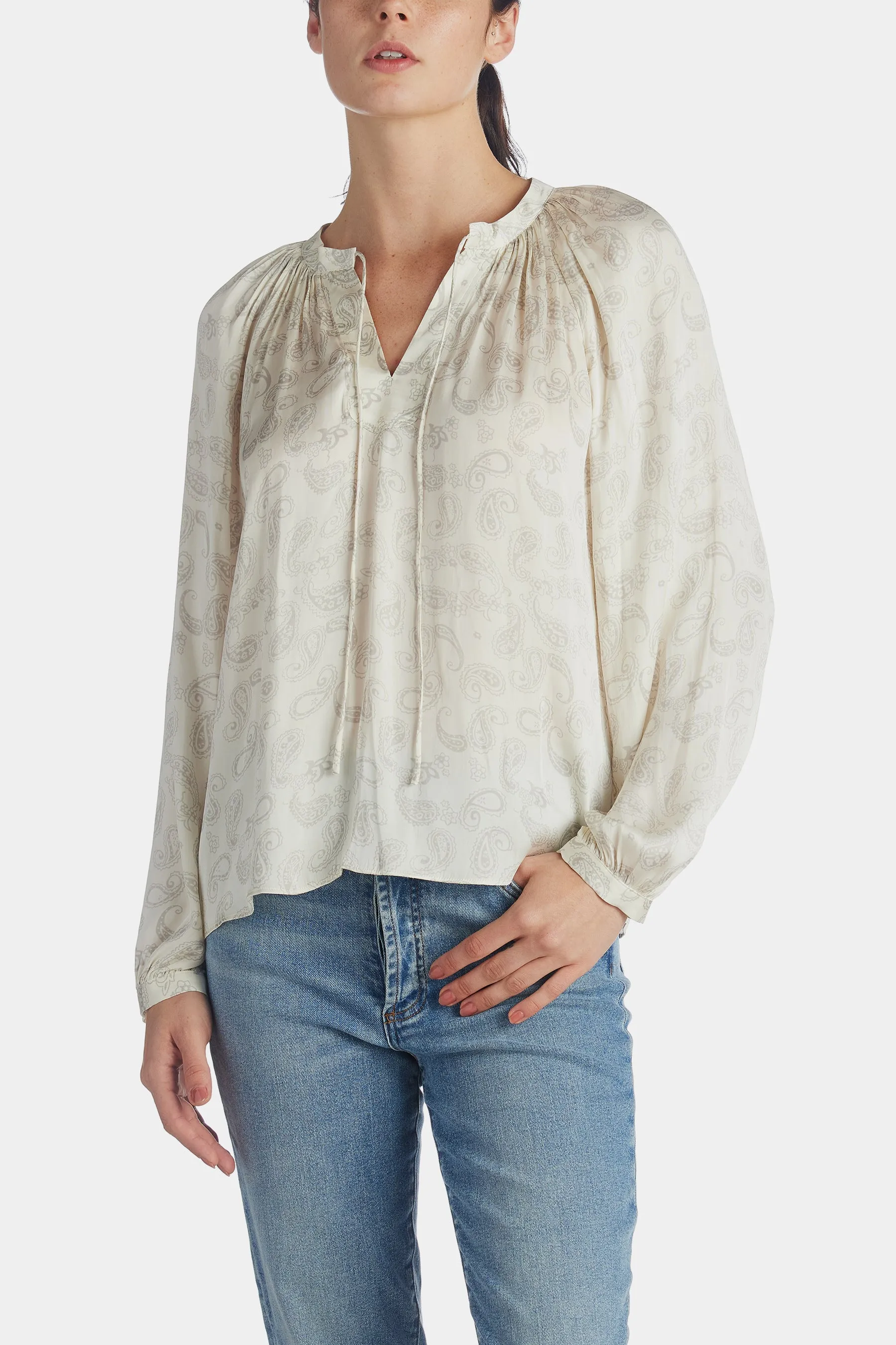 Jacquard Long Sleeve Blouse