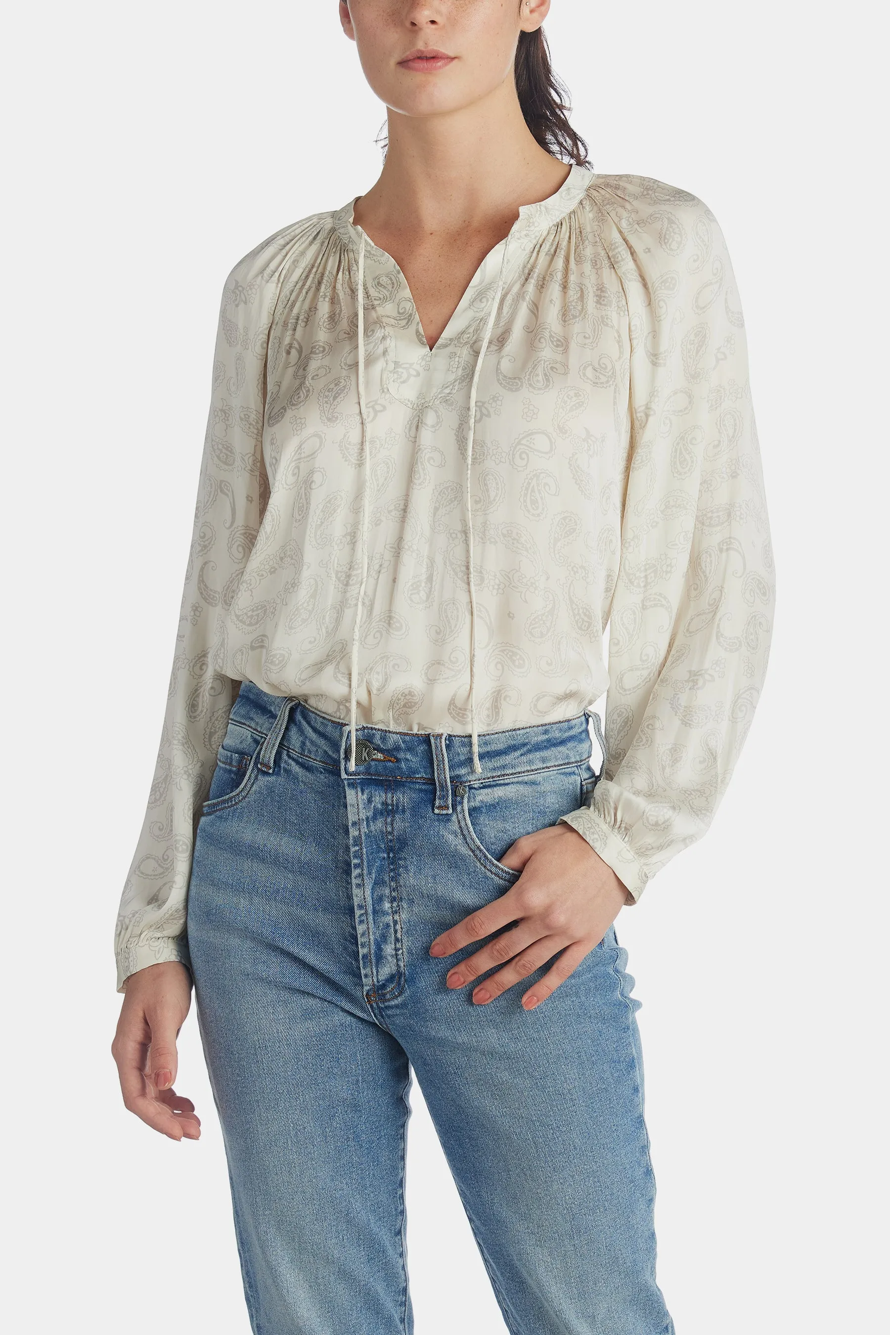 Jacquard Long Sleeve Blouse
