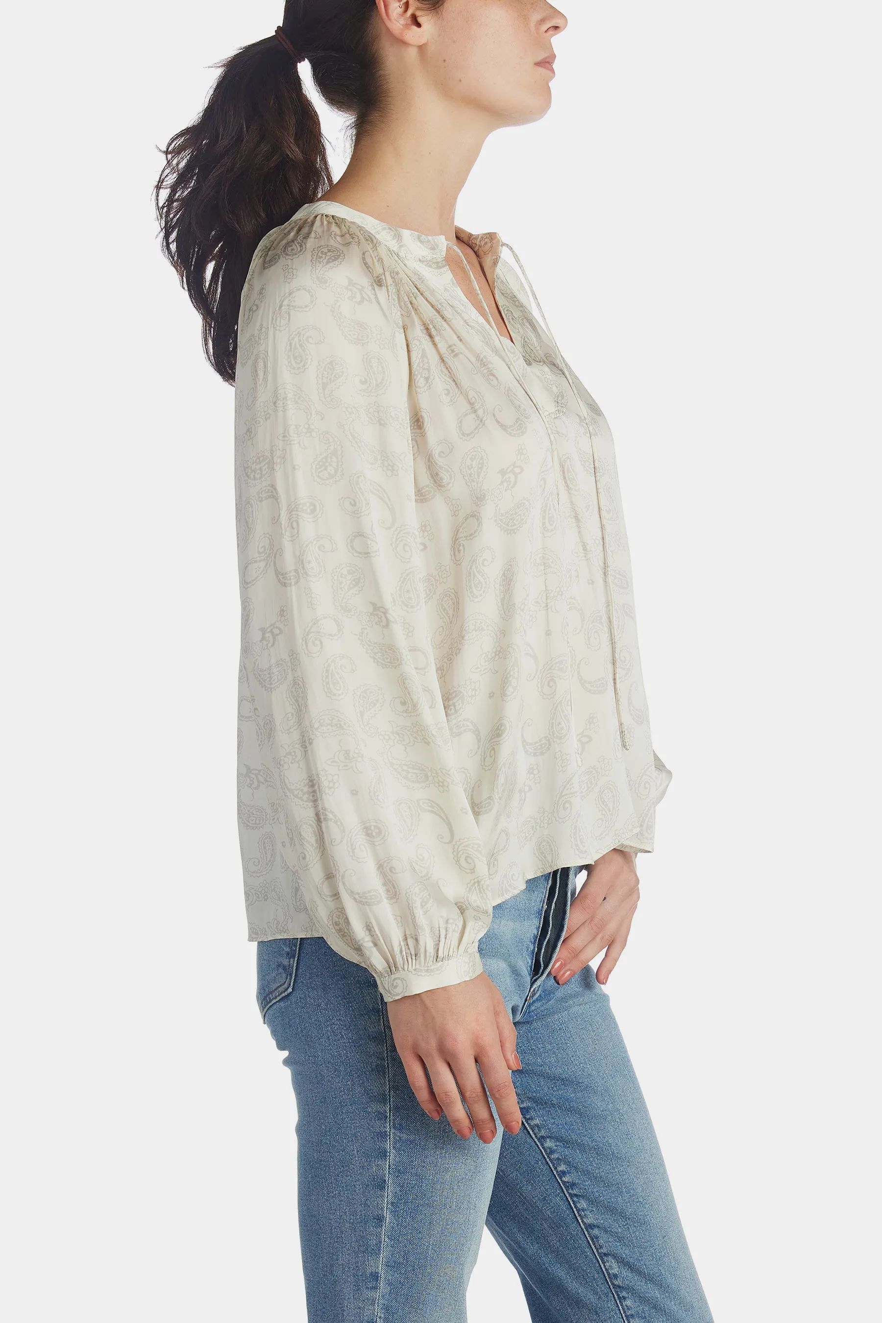 Jacquard Long Sleeve Blouse