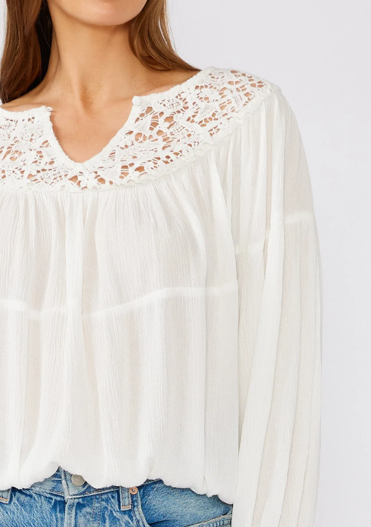 Johanne Crochet Peasant Top