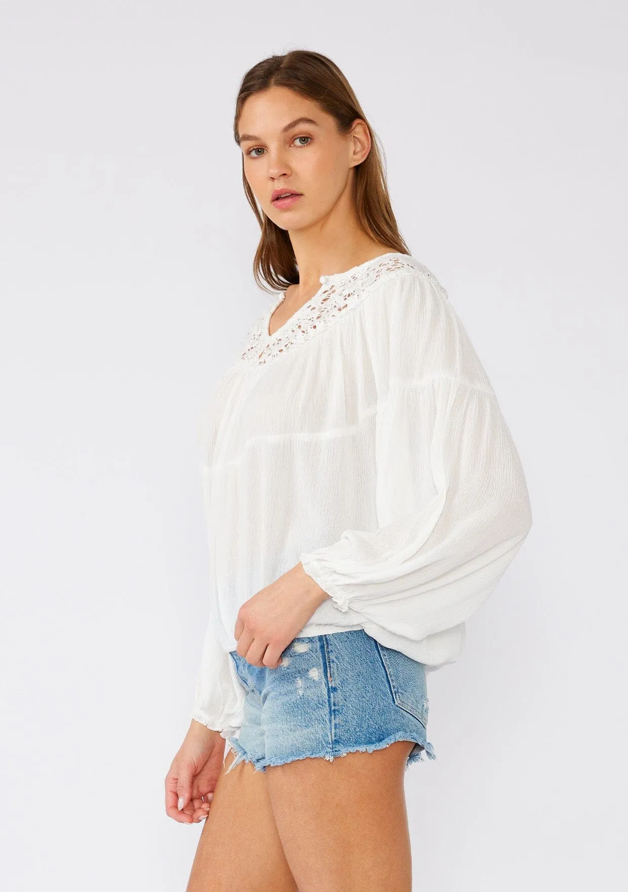 Johanne Crochet Peasant Top