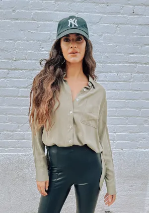 Just Relax Button Down Shirt - Olive