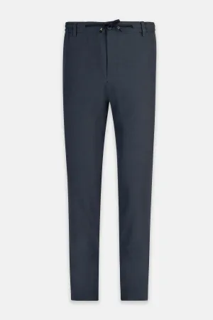 Laced-Up Dark Navy Chino smart casual pants