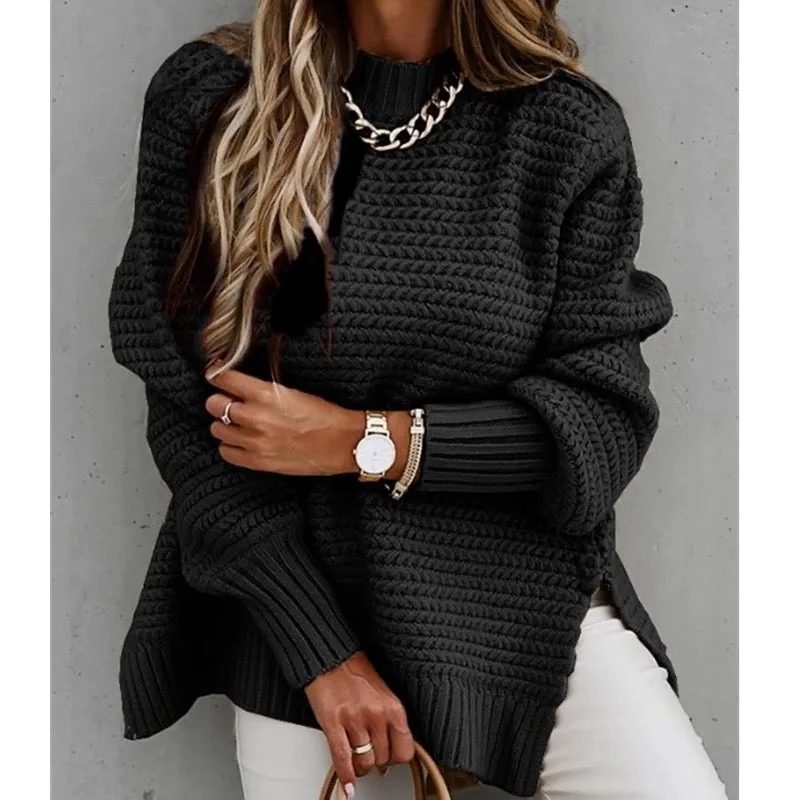 Ladies trendy Oversize knitted sweater top