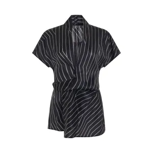 Laura Woven T-Shirt in Black/Pearl