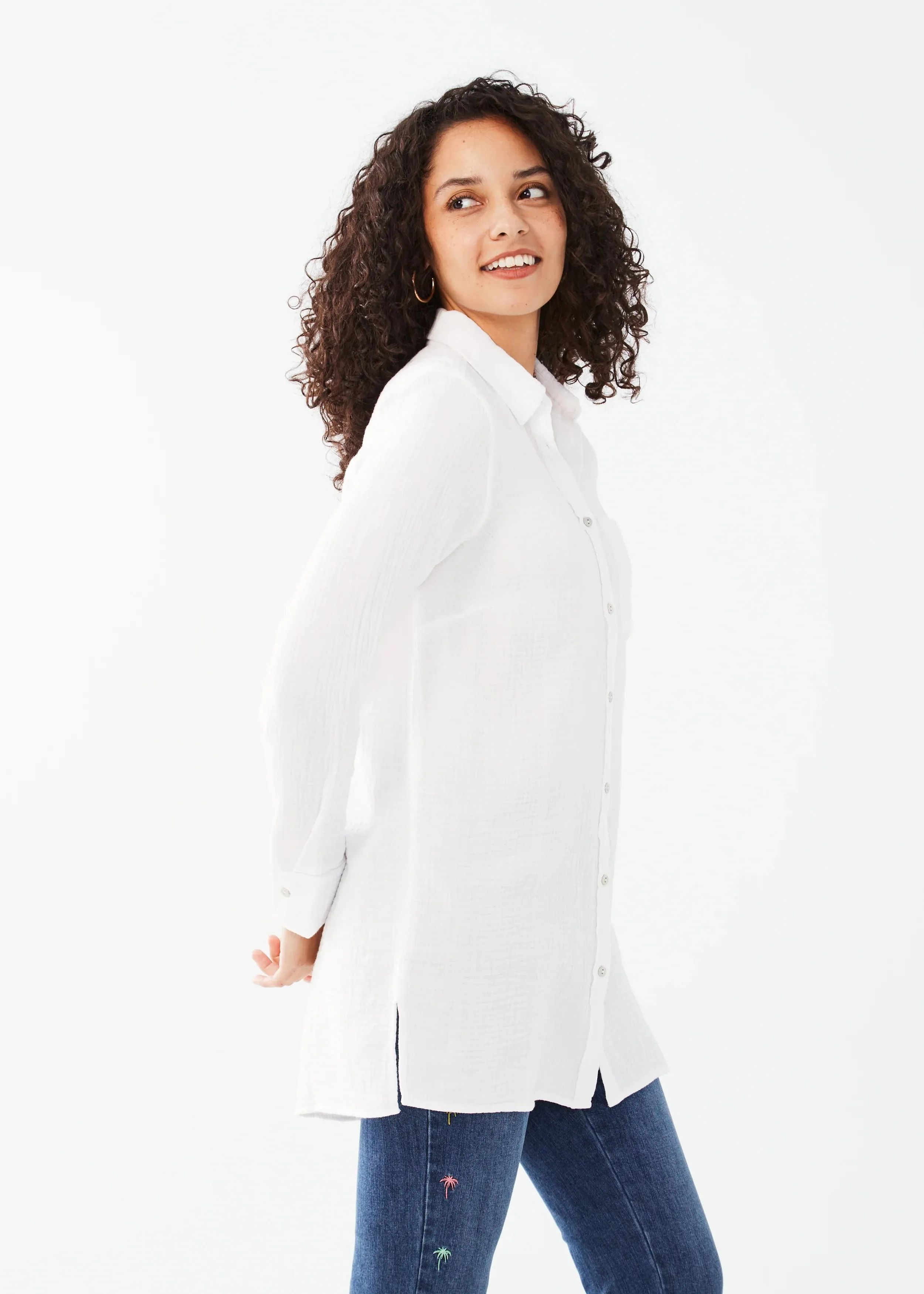 Long Sleeve Cotton Gauze Tunic