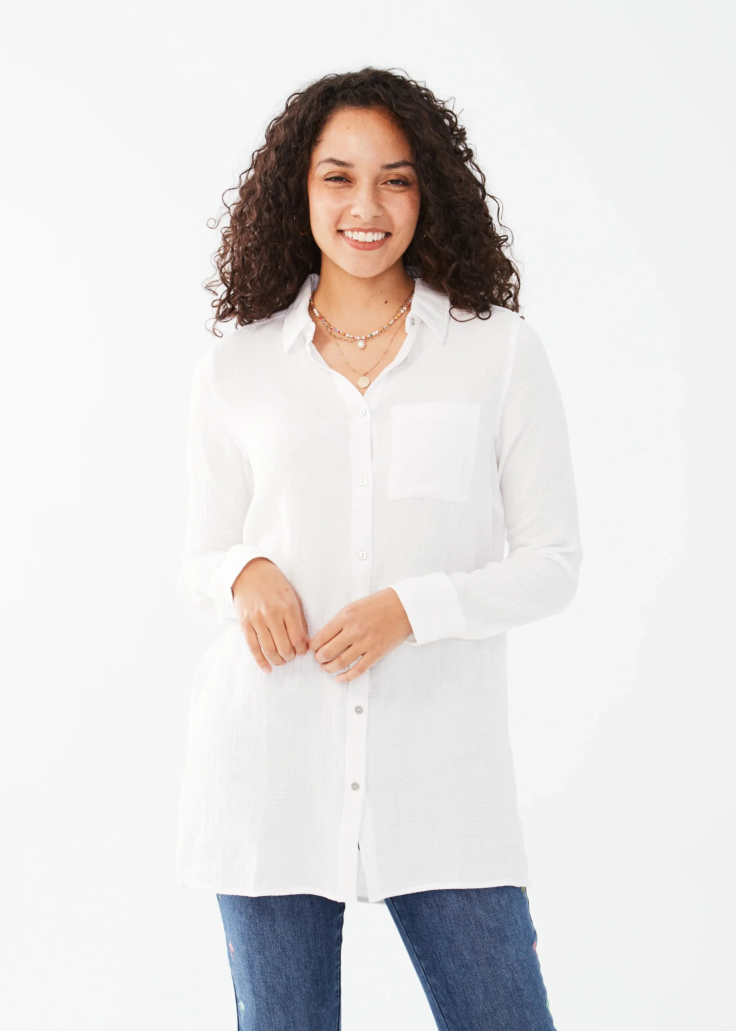 Long Sleeve Cotton Gauze Tunic