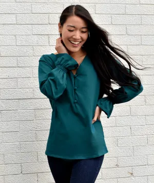MADELYN peasant top in Shaded Spruce