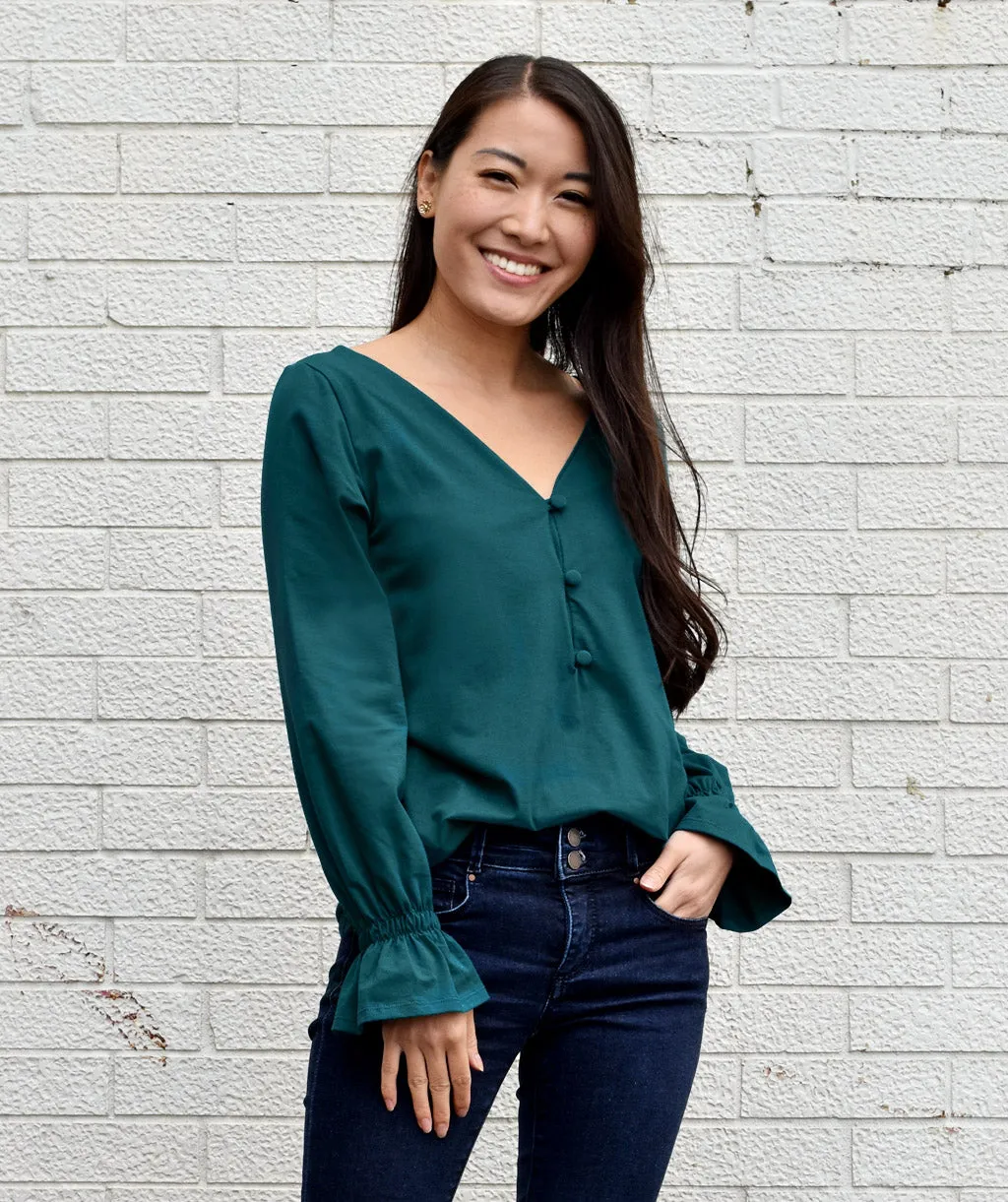 MADELYN peasant top in Shaded Spruce