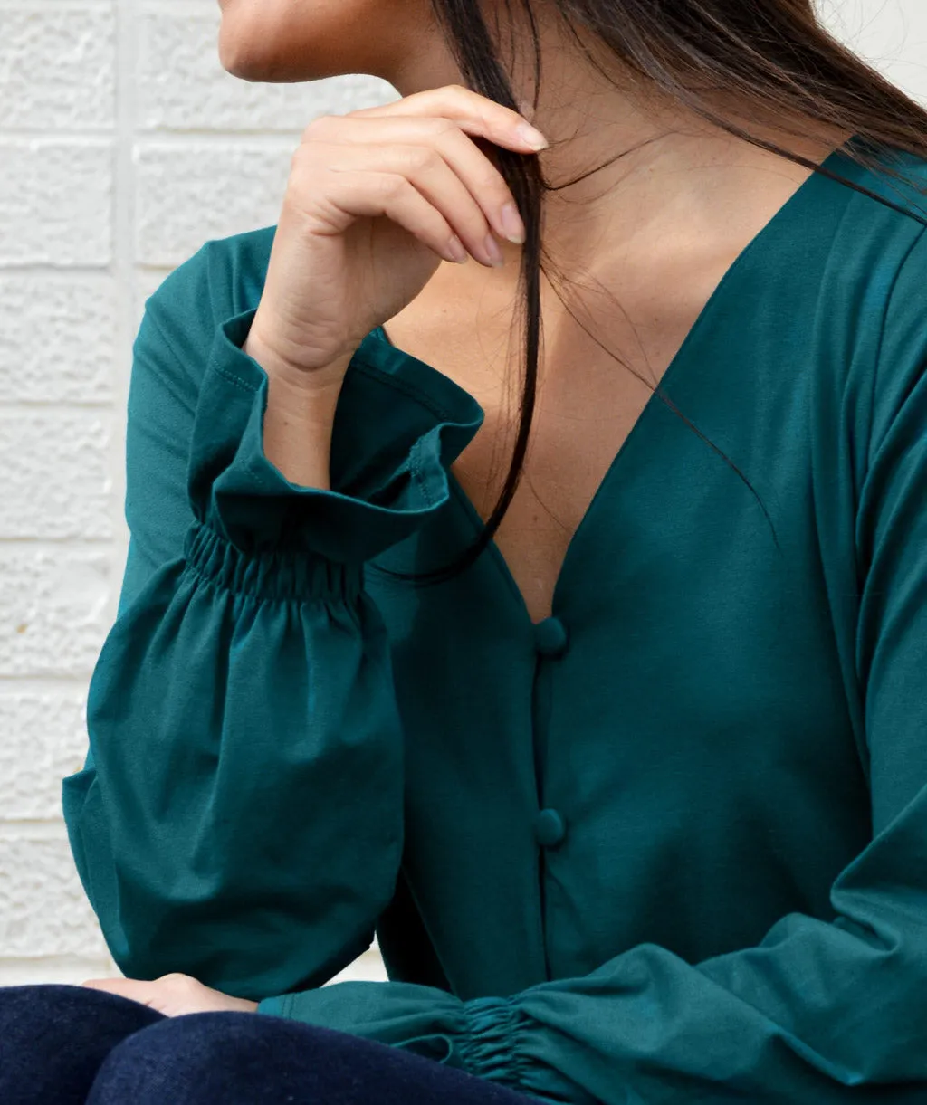 MADELYN peasant top in Shaded Spruce