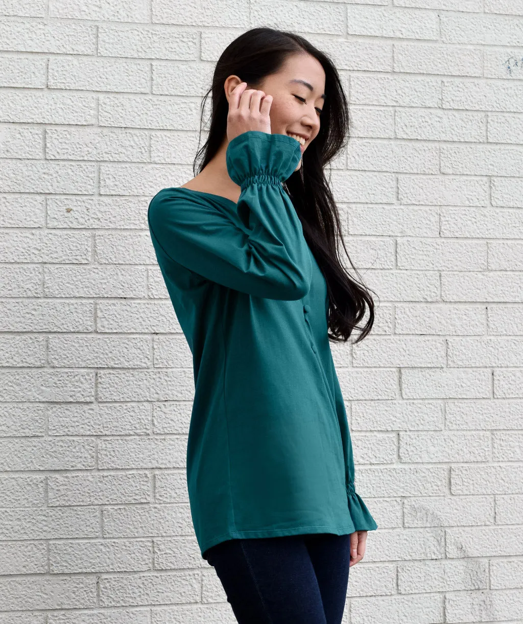 MADELYN peasant top in Shaded Spruce