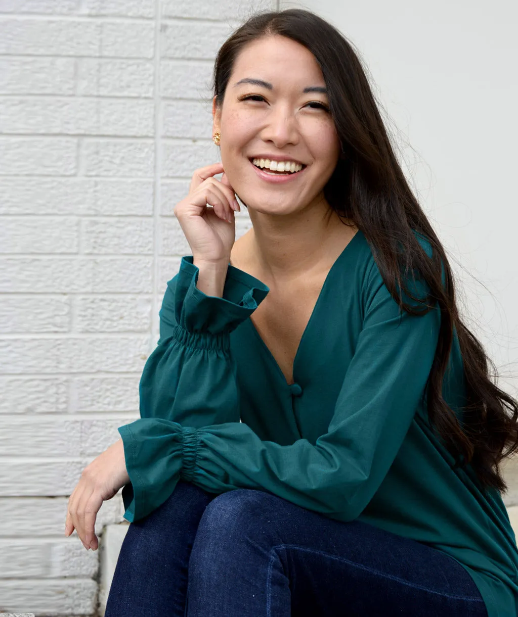 MADELYN peasant top in Shaded Spruce