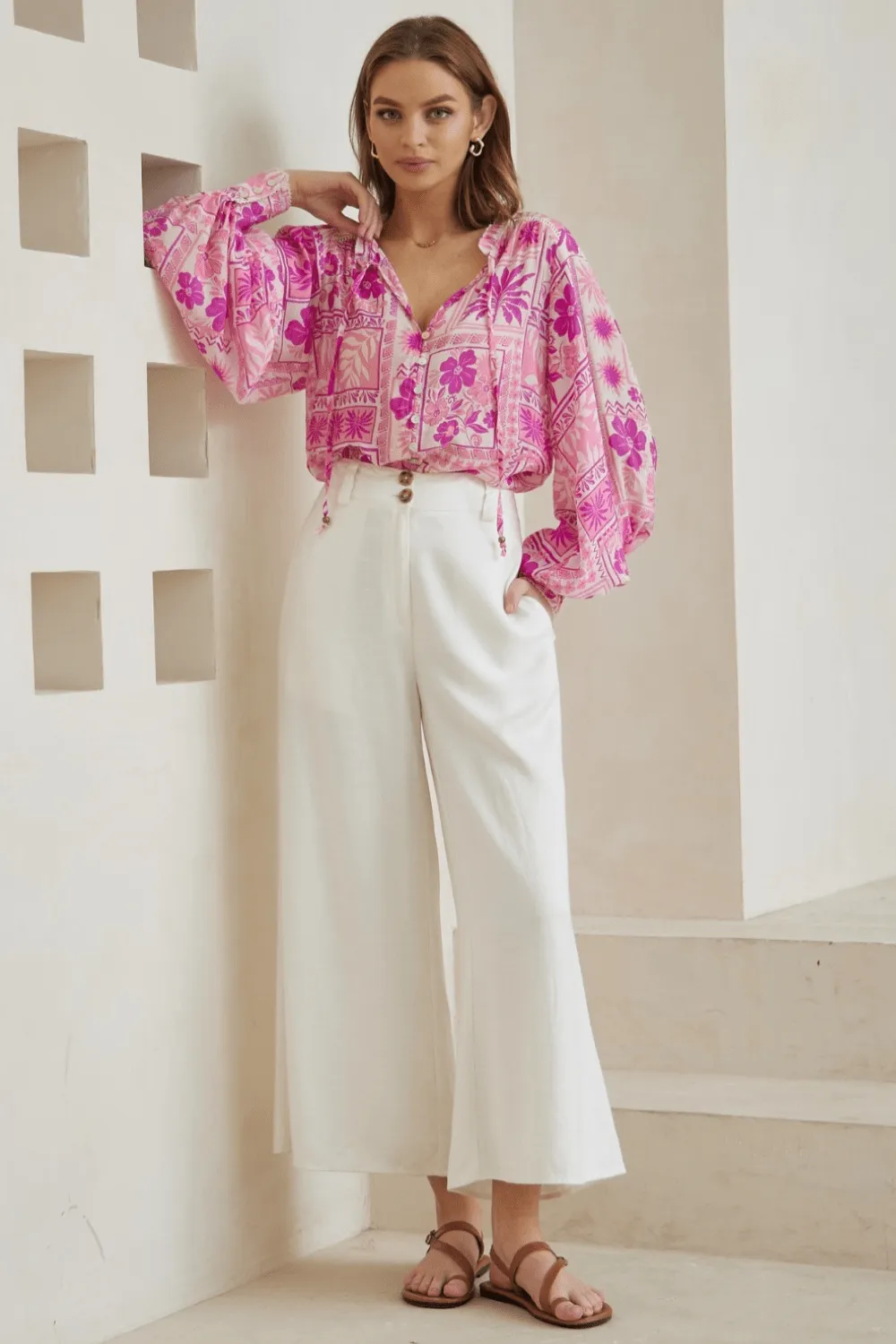 Maple Long Sleeve Blouse - Pink