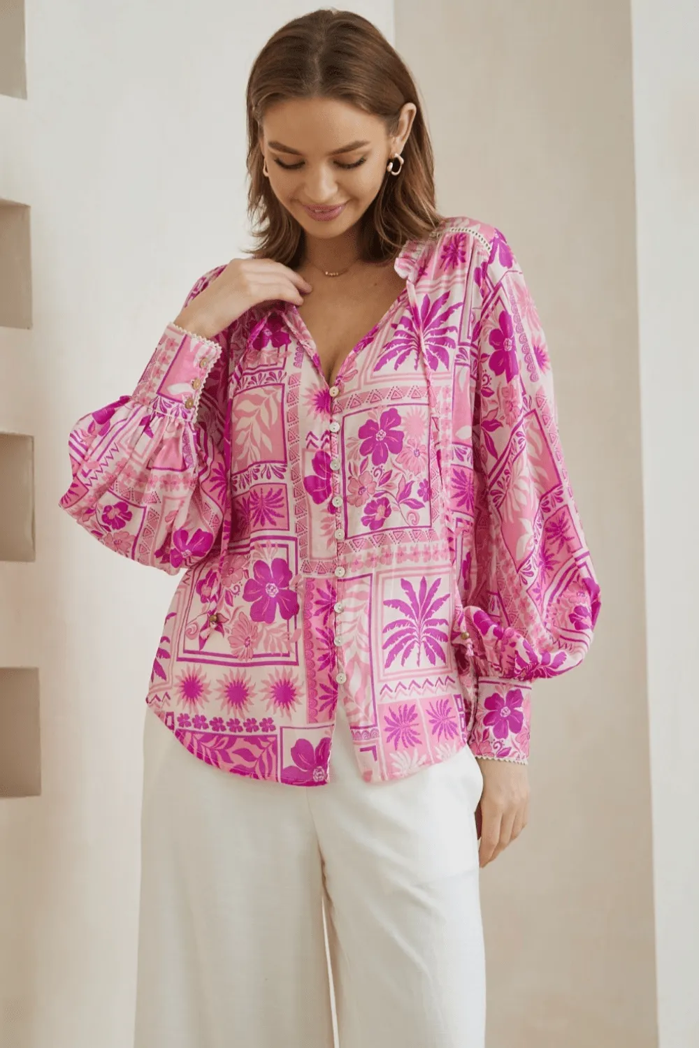 Maple Long Sleeve Blouse - Pink