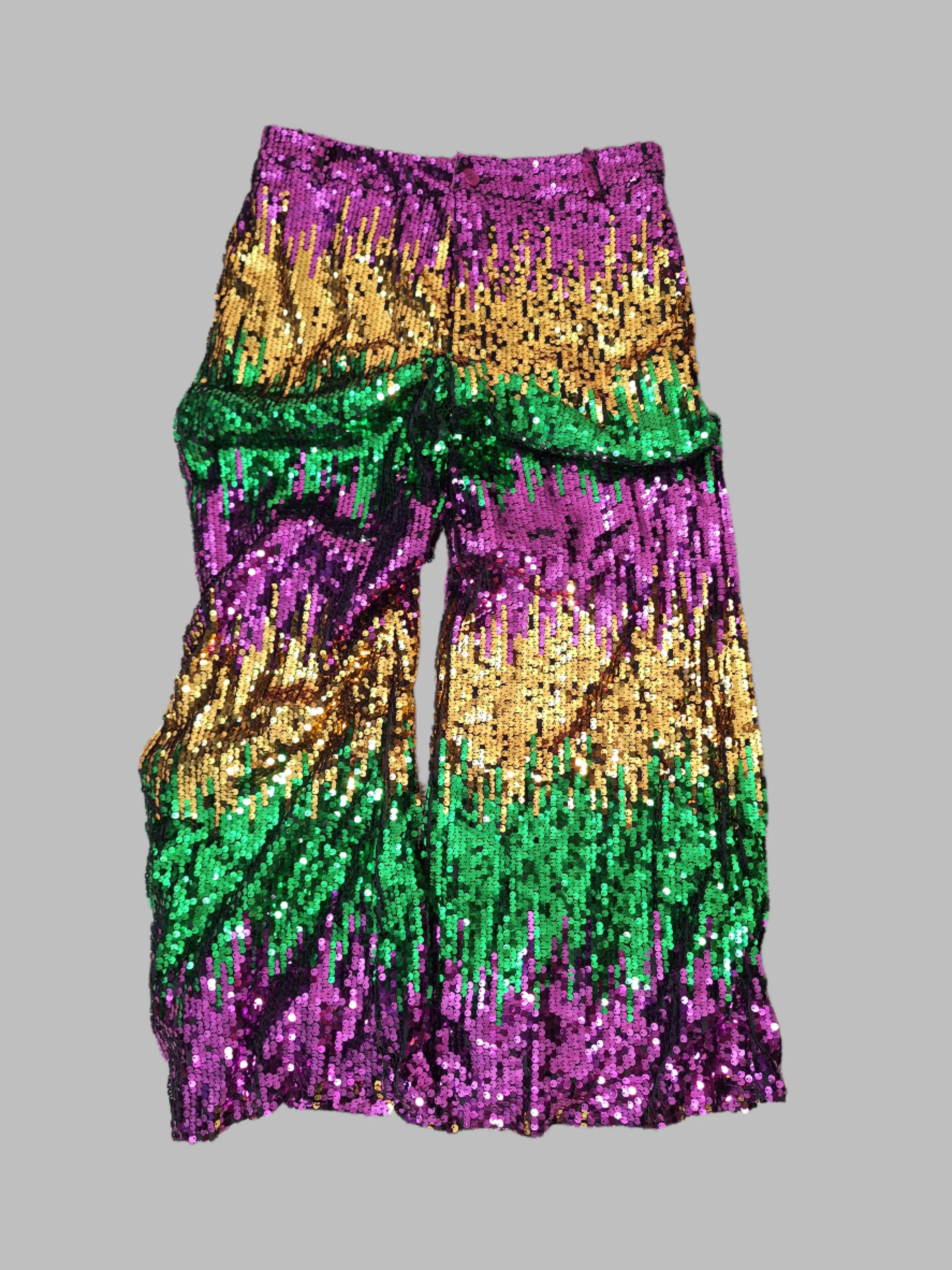 MARDI GRAS Carnival Sparkle Mardi Gras Sequin Wide-Leg Pants