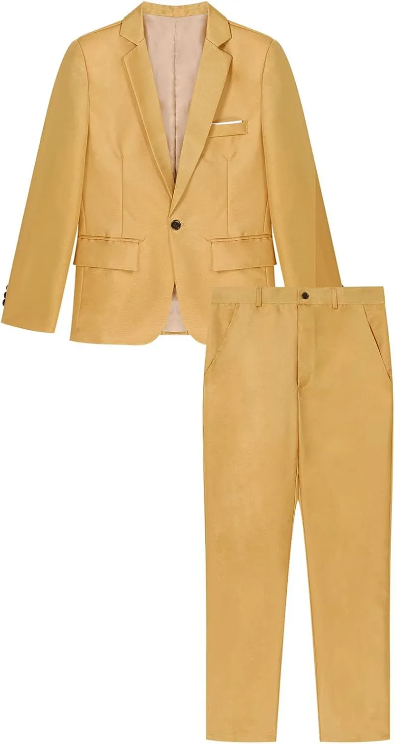Men's 3-Piece One Button Slim Fit Solid Tuxedo Blazer Jacket Pants Vest Set   S4738896