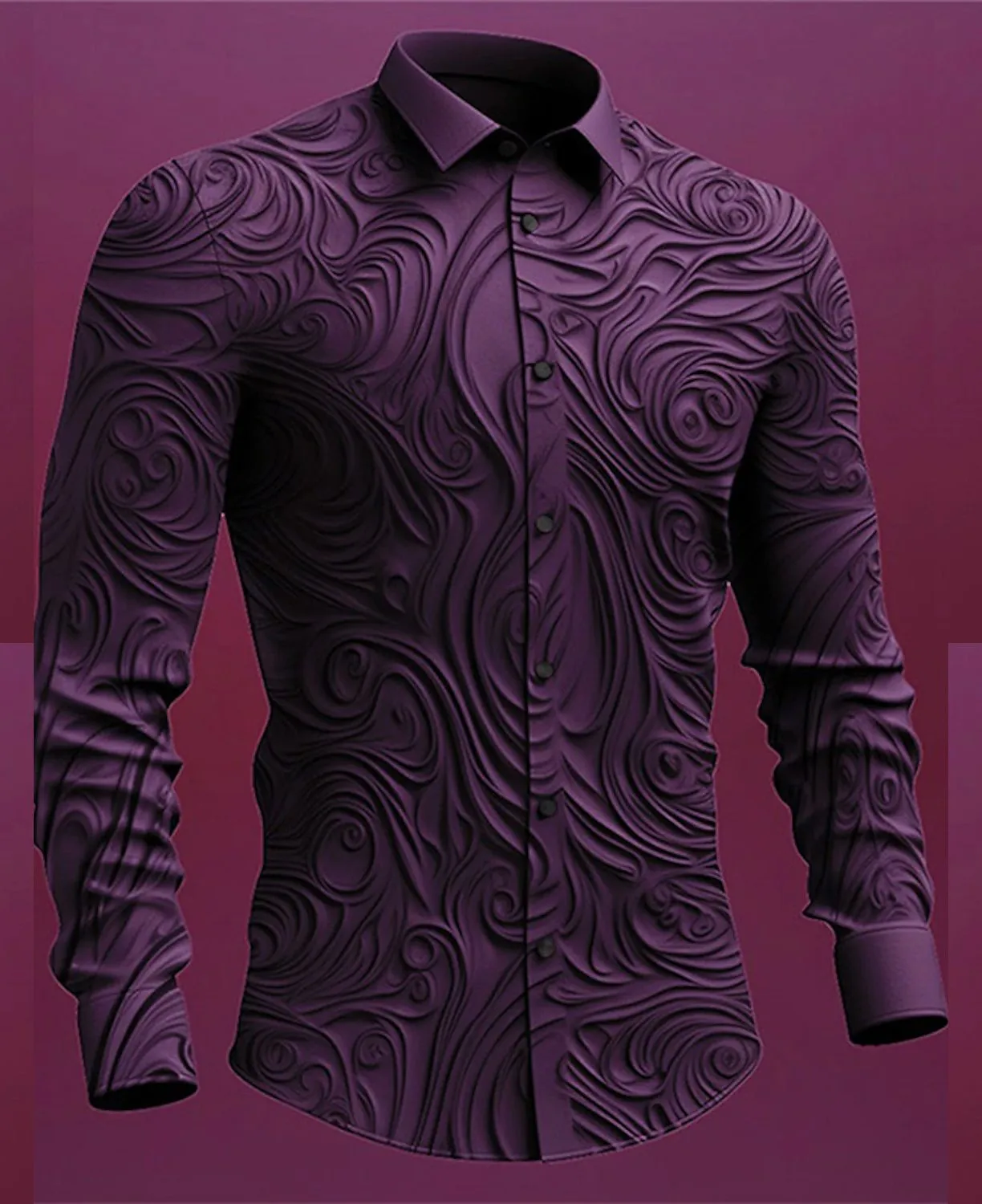 Men's 3D Printed Casual Slim Shirt