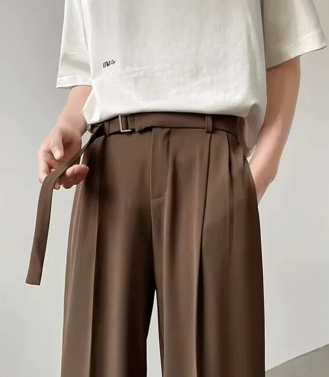 Men’s Loose-Fit Straight-Leg Wide-Leg Pants | Japanese Light Luxury Suit Trousers