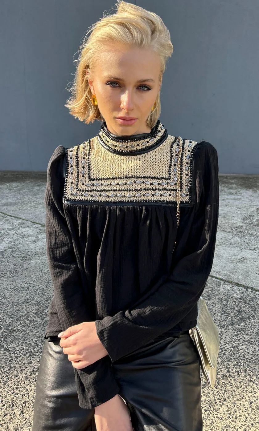 Mes Demoiselles Ness  Hand Embroid Top