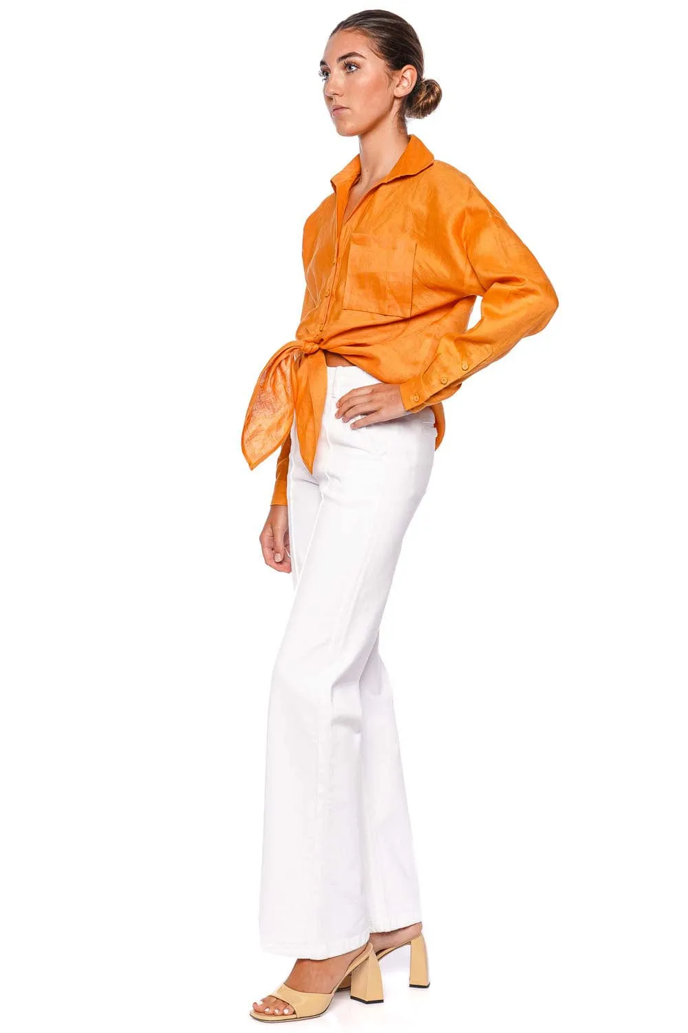 Mi Corazon Tie Waist Linen Shirt