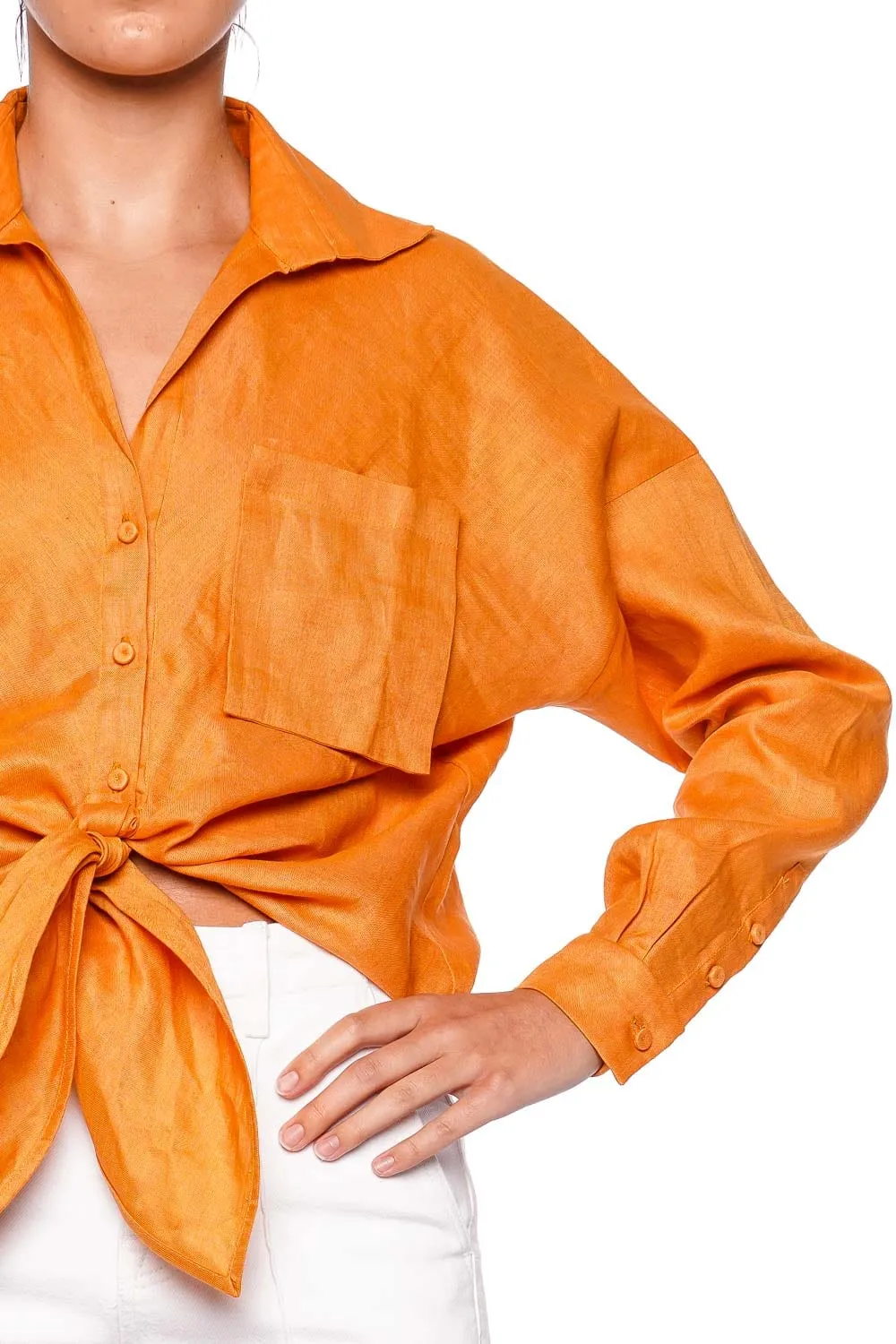 Mi Corazon Tie Waist Linen Shirt