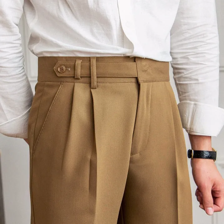 Mid-High Waist Straight Cropped British Pant
