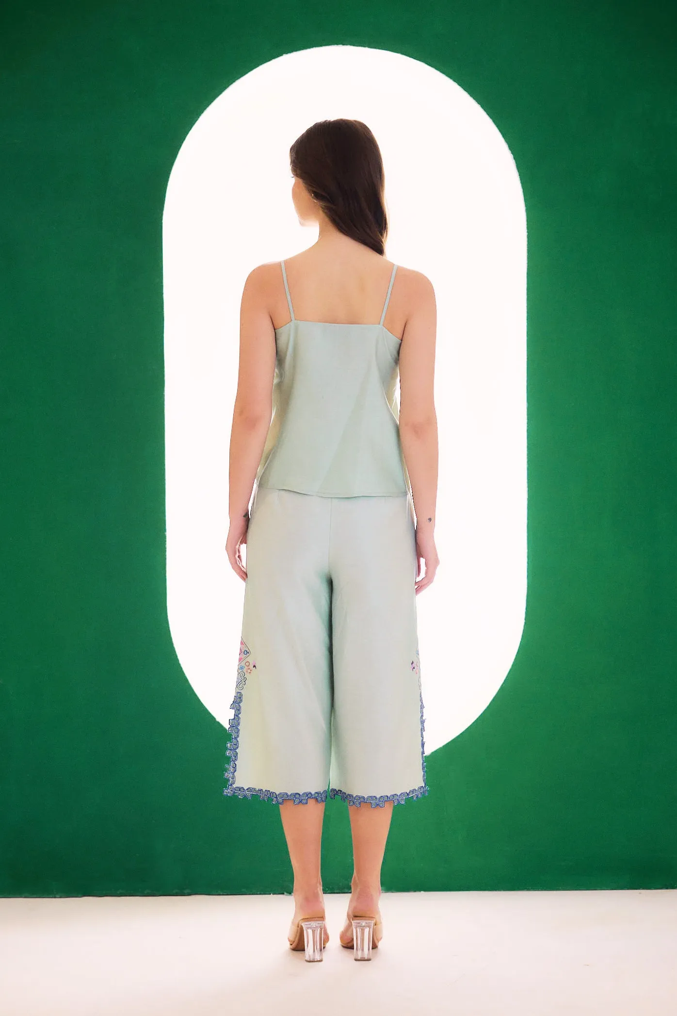 Mint Embroidered Dreamer Spaghetti