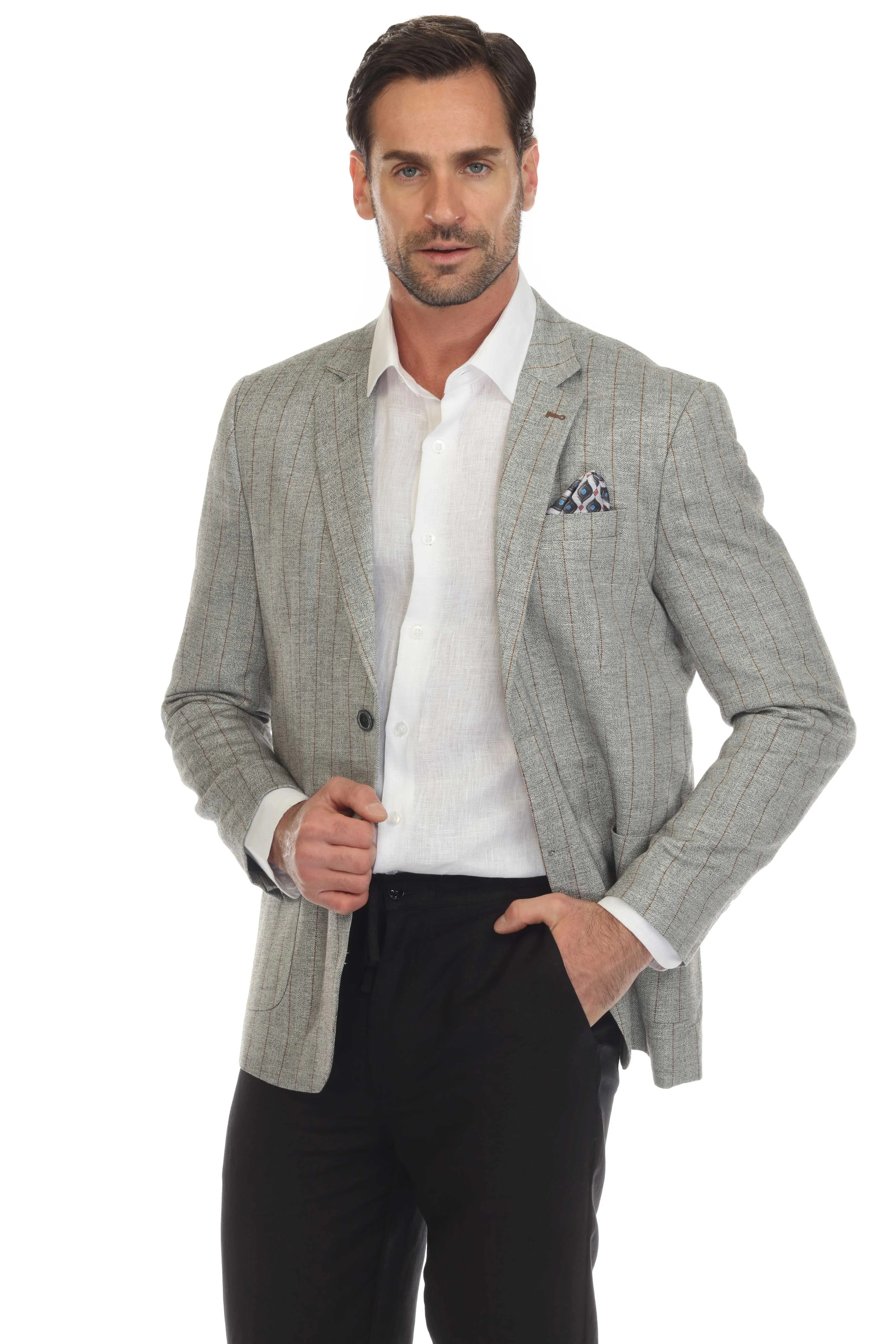 Mojito Reserve Men's Casual Modern Fit Pinstripe Blazer