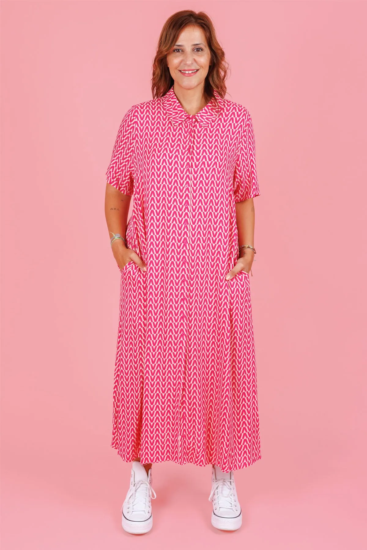 Monaco Shirt Dress - Pink