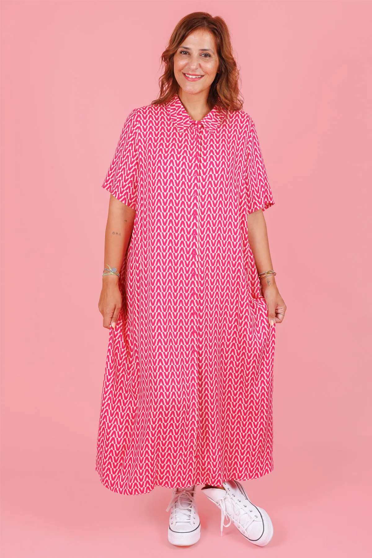 Monaco Shirt Dress - Pink