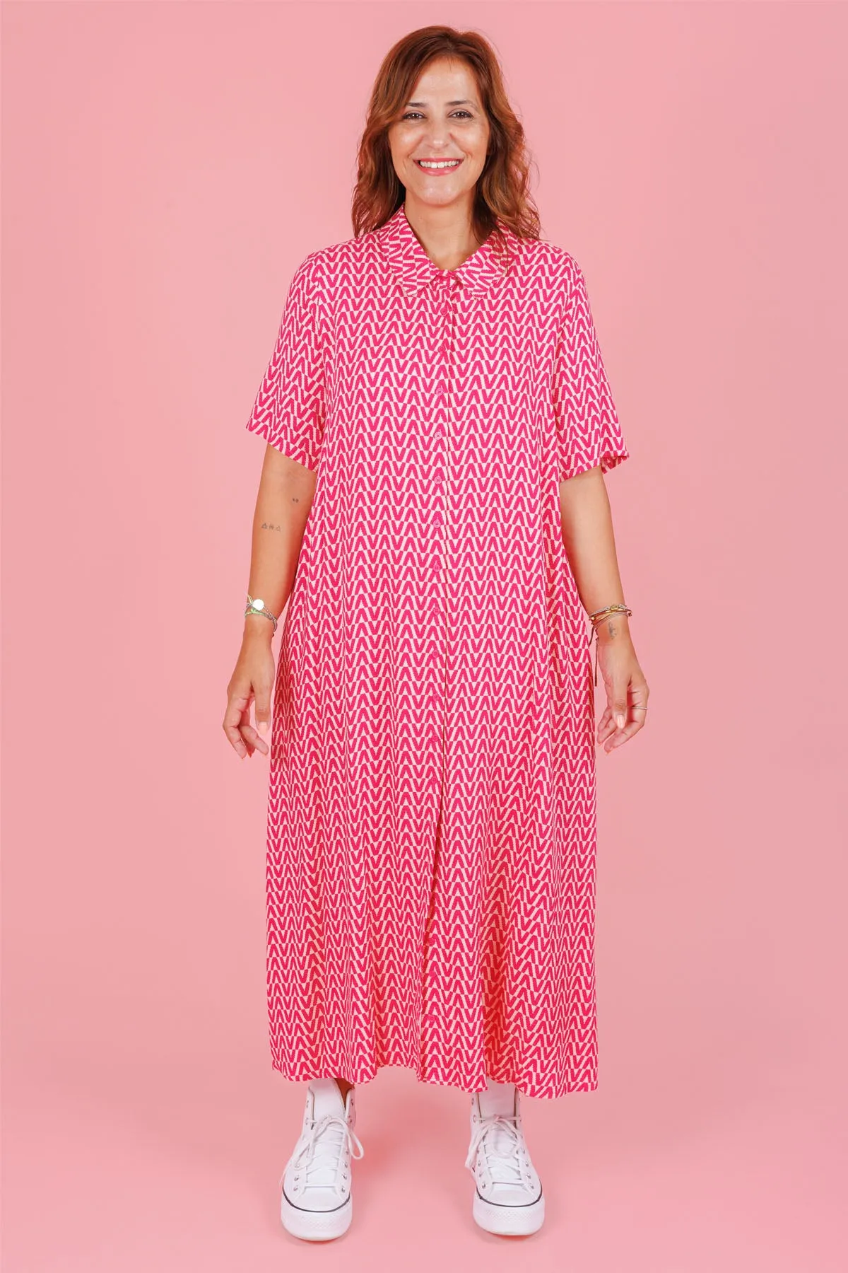Monaco Shirt Dress - Pink