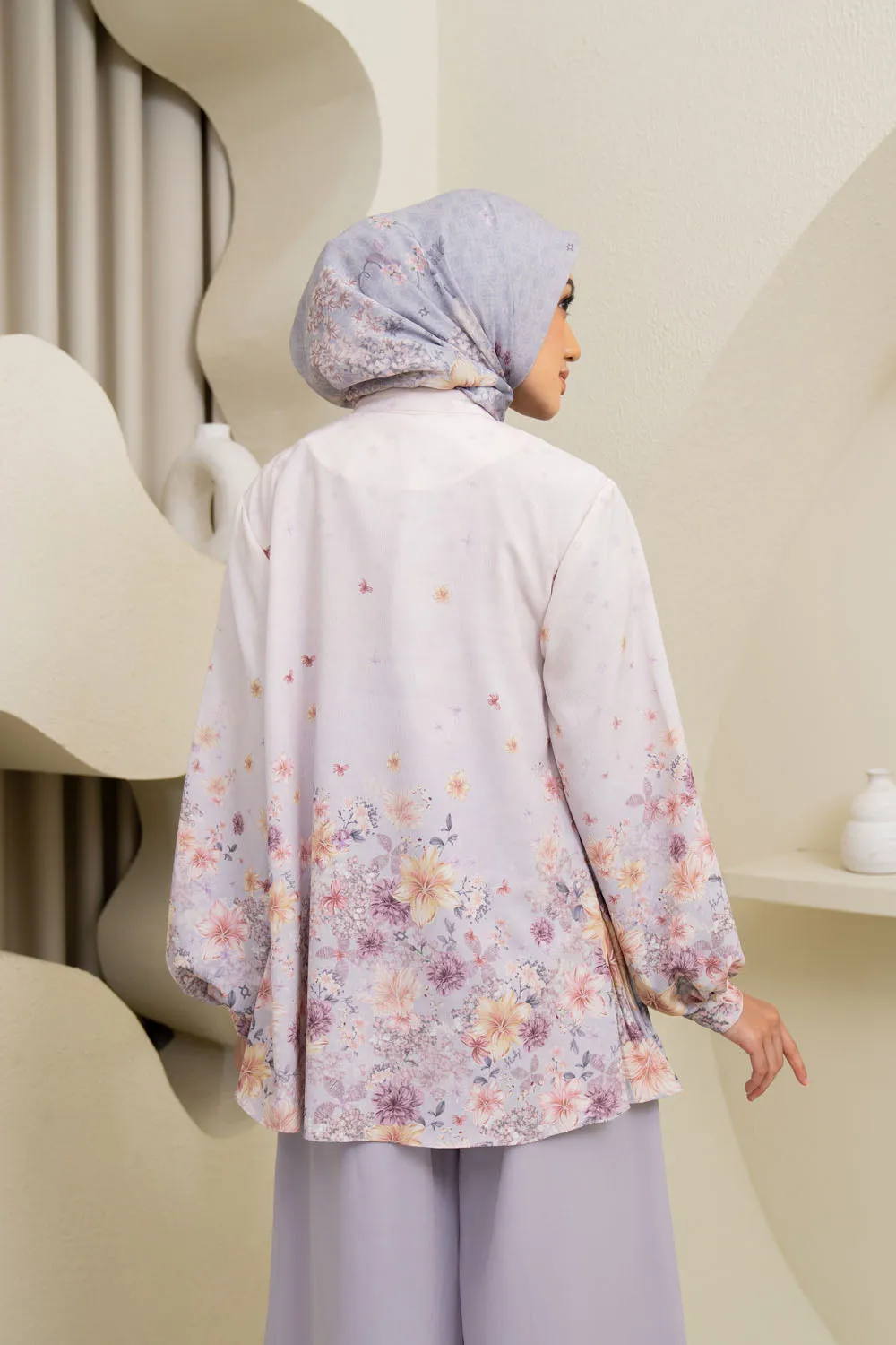 Muraya Shirt & Scarf Set Pearly Silver