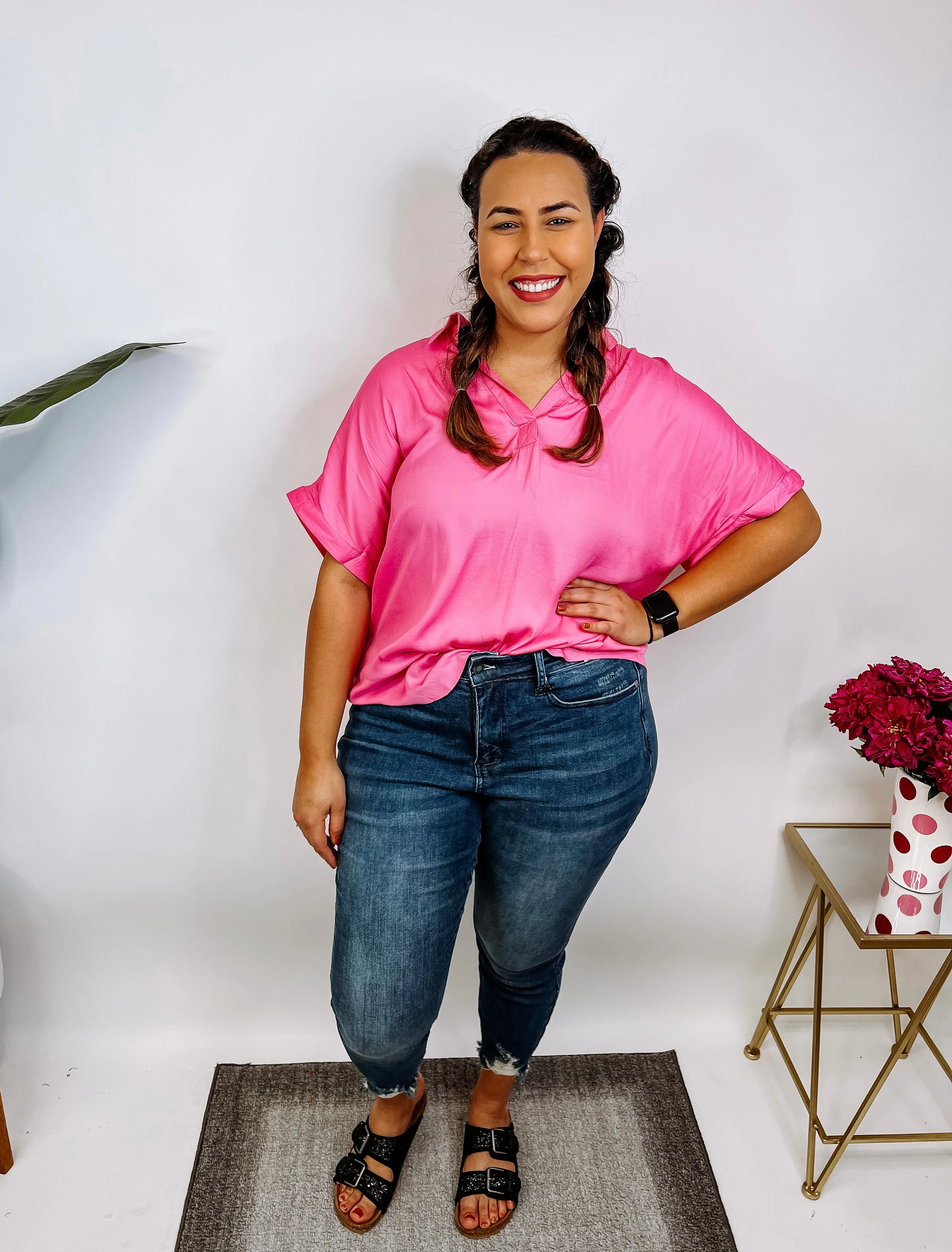 #N250 Classy On Me Blouse (Candy Pink)