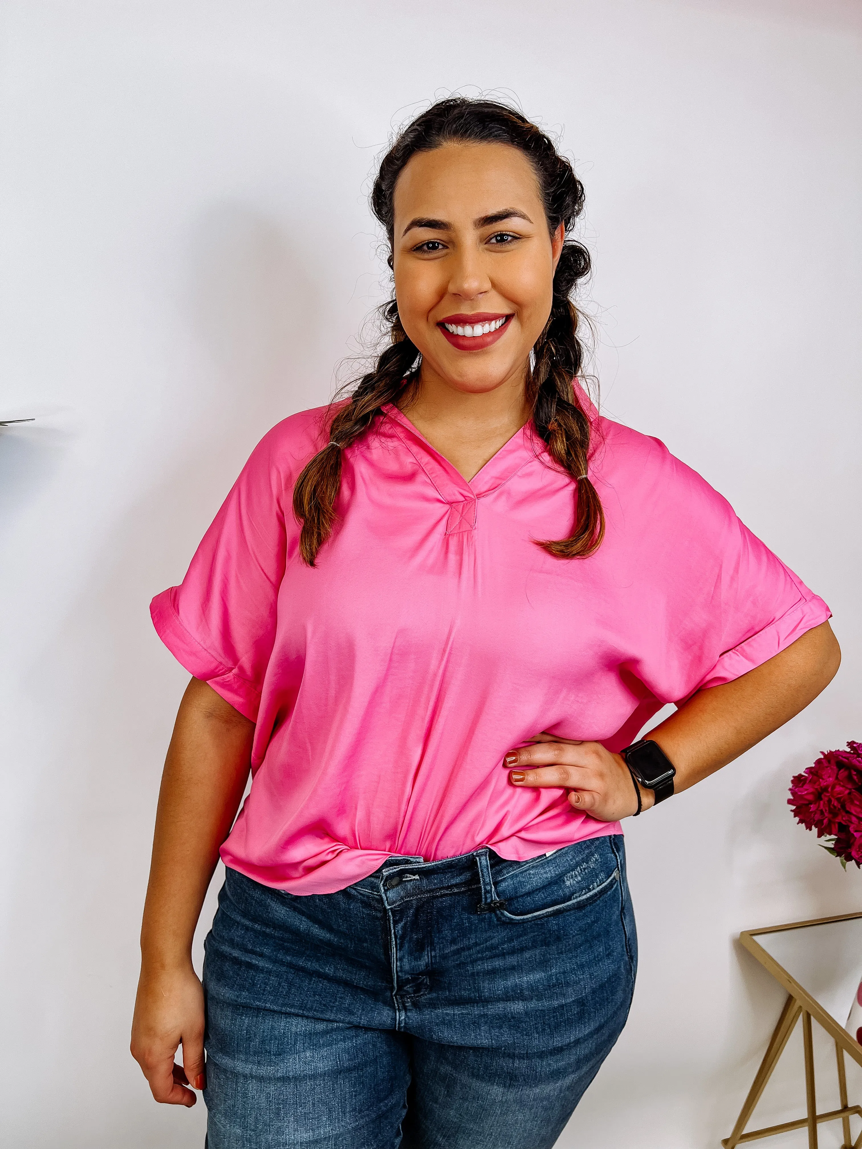 #N250 Classy On Me Blouse (Candy Pink)