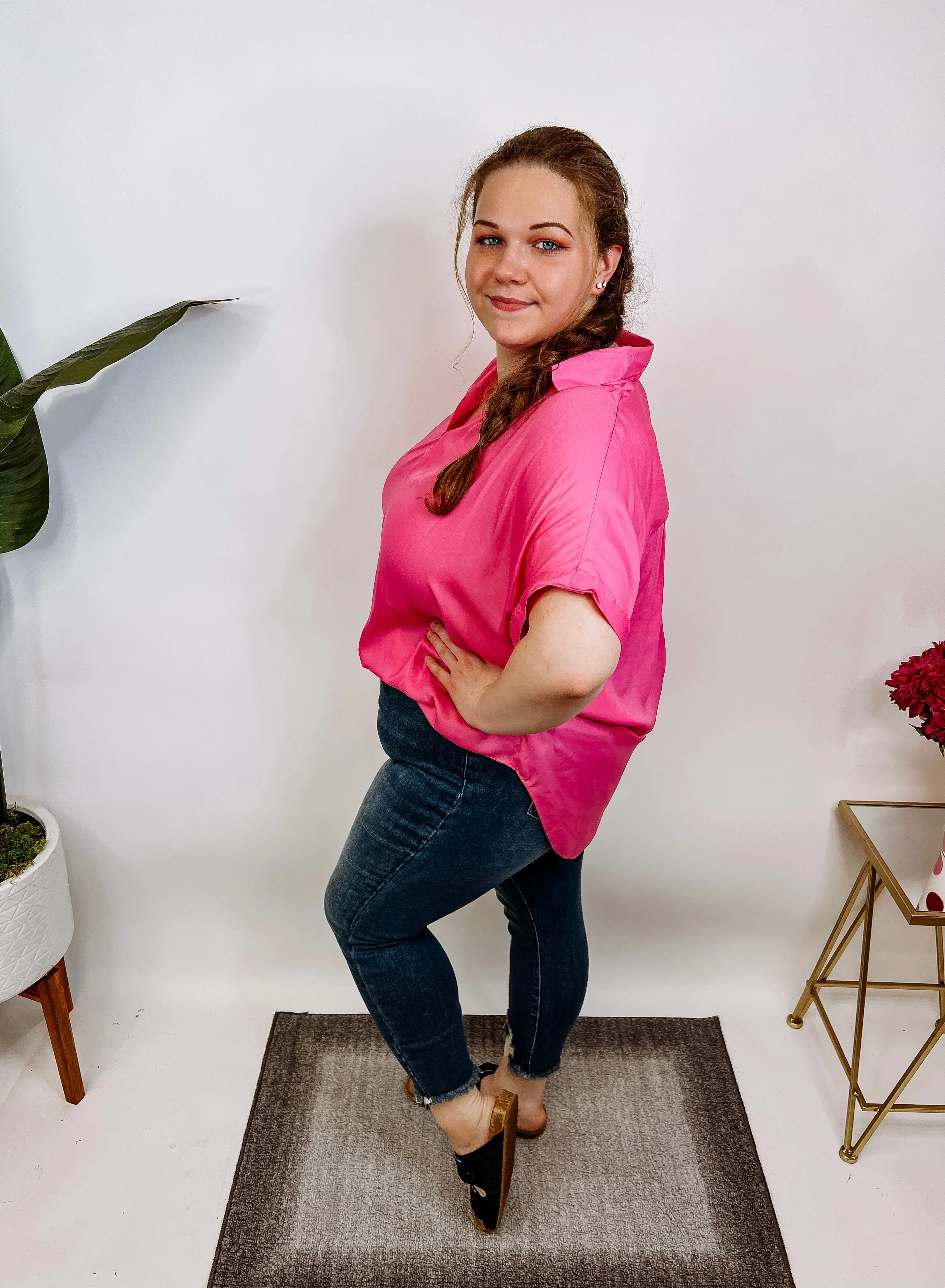 #N250 Classy On Me Blouse (Candy Pink)