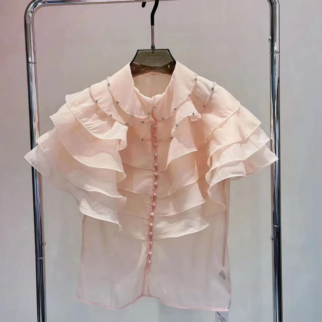 Peach Button Down Blouse