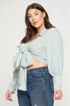 Plaid self tie crop top