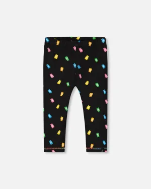 Printed Capri Legging Black And Multicolored Gummies