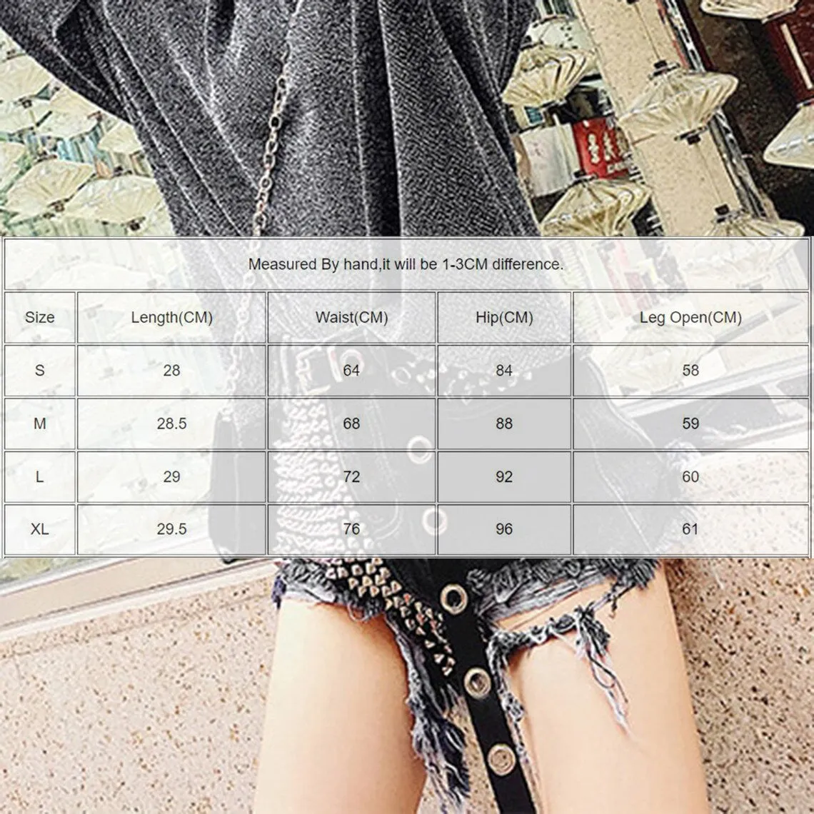 Punk One Side Rivets Streetwear High Waisted Shorts